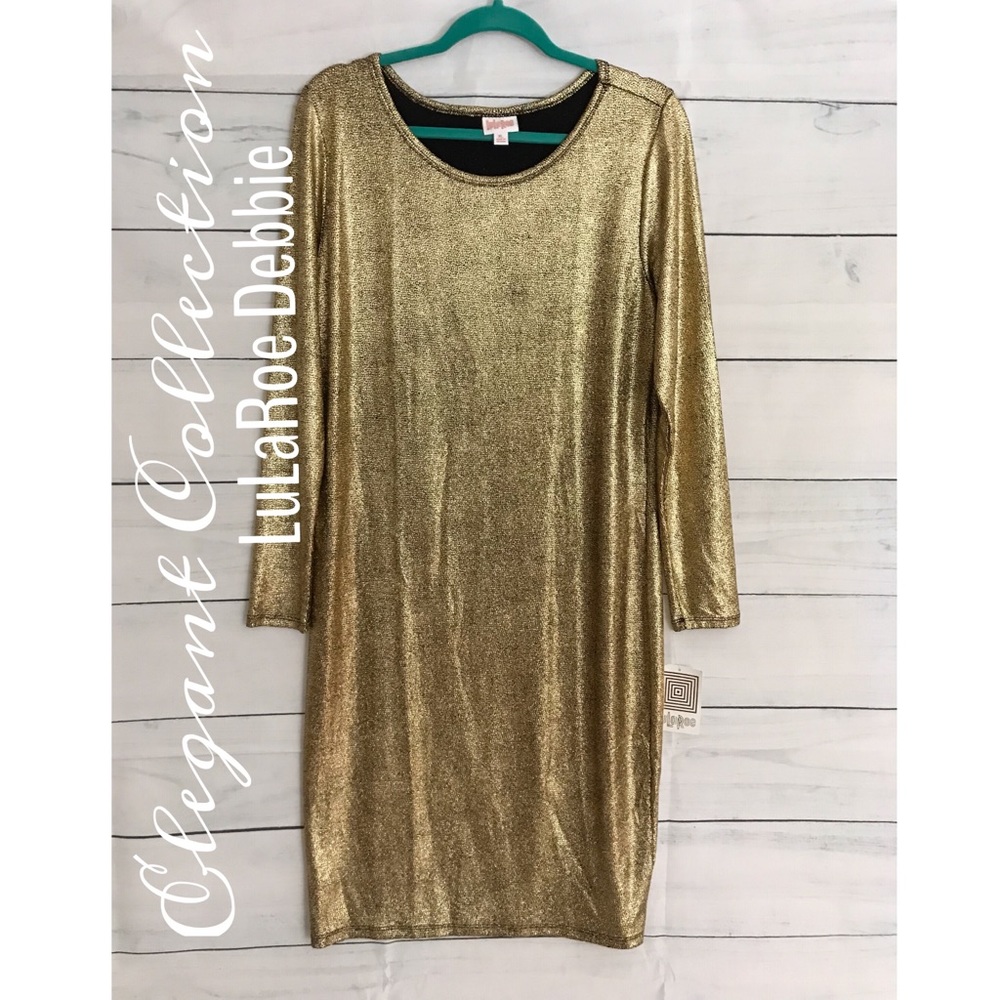 LulaRoe•Elegant Collection• Gold Debbie Dress